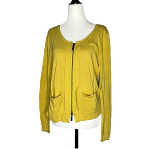 Stella Carakasi mustard zippered cardigan sweater  with sheer back size small